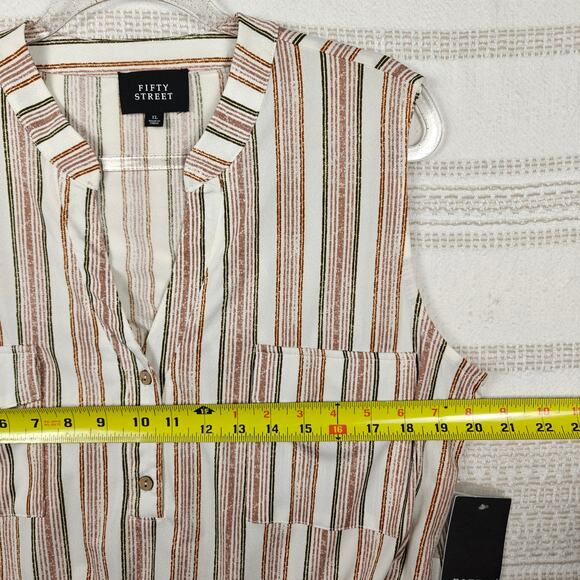 Fifty Street Striped Sleeveless Blousey Tank Top Career Work Shirt XL NWT - Picture 3 of 9